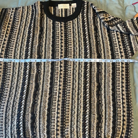 VTG 3D Knit Murano Knit Sweater XXL Black Wool Blend Crew Cosby Pullover Multi - Picture 14 of 15